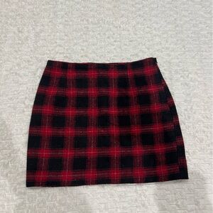 Red and Black Plaid Skirt